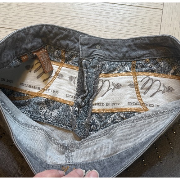 Miracle Body‎ Ladies Flare Leg Gray Jeans W/ Rhinestones On Back Pockets. Sz 14 - Picture 3 of 10